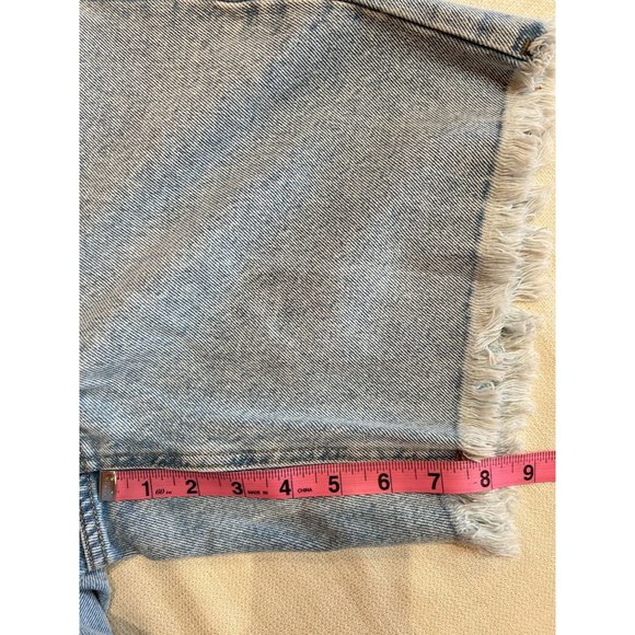 Wild Fable High Rise Bermuda Jean Shorts Raw Hem Asymmetrical Button Fly 2/26 - Picture 6 of 12